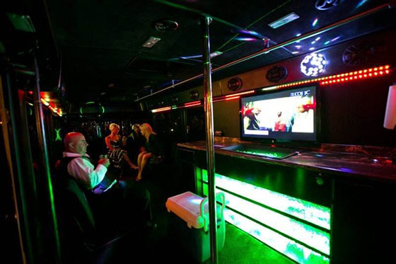 24-passeger party bus interior